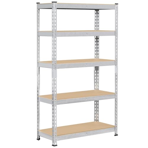 Topeakmart 5 Tier Metal Storage Shelving Unit, 27.5x12x60 Inch, Silver - color: Silver, size: 27.5 x 12 x 60 Inch