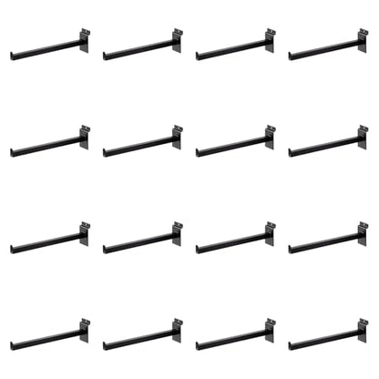 16 Pack Heavy Duty Tube Slatwall Shelf Brackets, Metal Tubular Slat Wall Brackets with Lip, Slatwall Accessories for Garage, Retail, and Home Storage - size: 12 Inch, style: Black