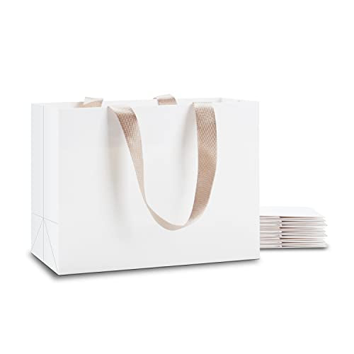White Gift Bags Bulk, 10Pcs 8"x3.75"x6" Small White Gift Bags - color: White, size: 8x3.75x6 Inch (Pack of 10)
