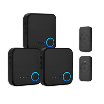 Wireless Doorbell 1000ft Range, Loud Waterproof Door Bell with 60 Melodies - color: Black-‎3 receivers +2 push buttons