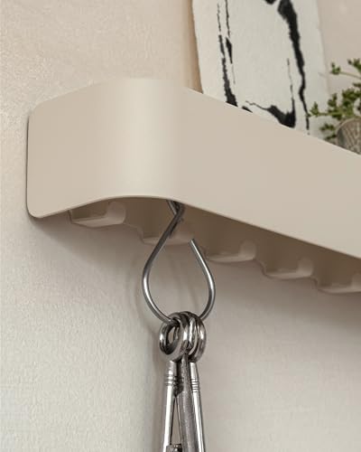 Kazai. Key Holder for Wall 'Tone' | Minimalist Key Hooks Design from Berlin | Modern Key Hanger with Metal Shelf | Key Hook Wall Mounted as Hallway Furniture | Sand Taupe - color: Sand Taupe