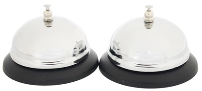 Call Bell 2Pcs 3.3 in,Dinner Service Desk Bell,Steel,Anti-Rust,Clear,Loud - color: Call Bell 2 Pack, size: Silver 3.3 Inch