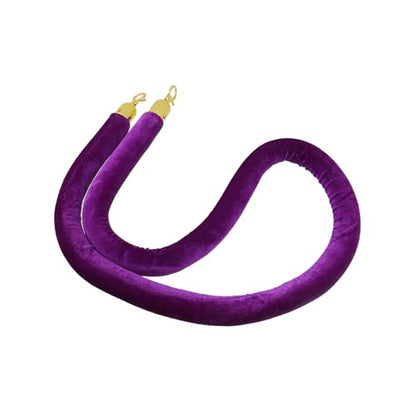 Oedema 4Pcs Purple Velvet Stanchion Ropes with Gold Hooks 5 Feet - color: Purple