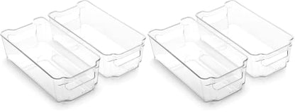 BINO | Stackable Storage Bins, Medium - 4 Pack THE STACKER COLLECTION Clear Plastic Built-In Handles BPA-Free Containers for Organizing Kitchen Pantry Multi-Use Organizer Bins - size: Medium (Pack of 2)