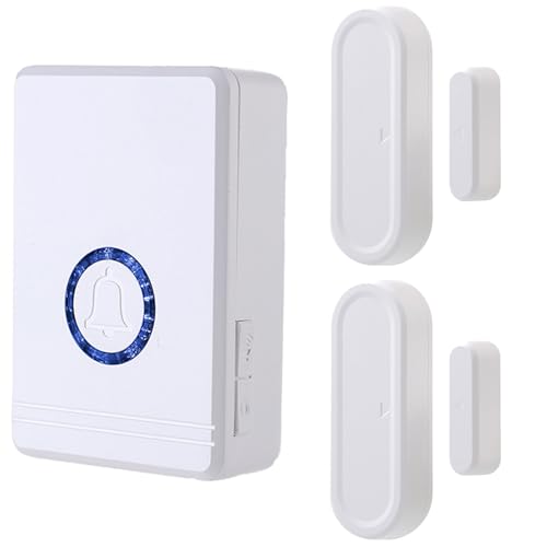 Wireless Door Chime, Wireless Doorbell Chime for Home with LED Indicators Waterproof, Door Alarms When Opened with 656 Ft Range, 48 Chimes 5 Adjustable Volume 2 Sensors + 1 Receiver