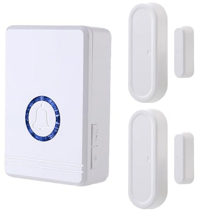 Wireless Door Chime, Wireless Doorbell Chime for Home with LED Indicators Waterproof, Door Alarms When Opened with 656 Ft Range, 48 Chimes 5 Adjustable Volume 2 Sensors + 1 Receiver