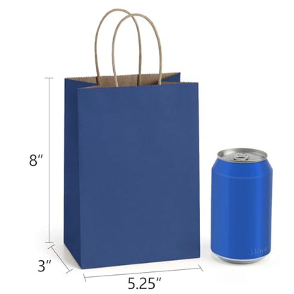 BagDream Small Gift Bags with Handles 5.25x3x8 Inch Navy Blue 25 Pack - color: Navy Blue, size: 1 Count (Pack of 25)