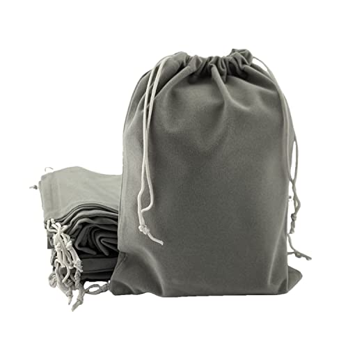 Palmhomee Pack of 12 7x9 Inch Velvet Drawstring Bags Gift Bag Velvet Pouch For Jewelry Wedding and Party Favor (Gray) - color: Gray