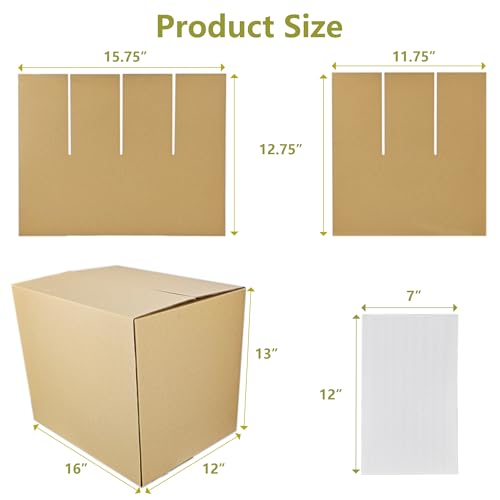 3 Sets Moving Boxes Packing Boxes Divider Kits,16 x 12 x 13 Inch Glassware Dish Packing Box Kitchen Moving Box Corrugate Dividers with 36 Pcs Foam Pouches,1 Pcs Tape Rolls with Dispenser - size: 16x12x13In-Wine Packaging