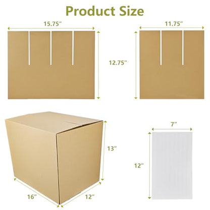 3 Sets Moving Boxes Packing Boxes Divider Kits,16 x 12 x 13 Inch Glassware Dish Packing Box Kitchen Moving Box Corrugate Dividers with 36 Pcs Foam Pouches,1 Pcs Tape Rolls with Dispenser - size: 16x12x13In-Wine Packaging