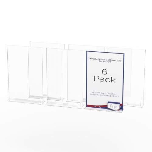 Marketing Holders 6 Pack Acrylic Sign Holder 11" x 17" Bottom Load with Card Slot Advertisement Business Display Retail Pricing Signage Restaurant Food Drink Pricing Holder Large Price Point Sign - size: 11"W x 17"H Bottom Load w/Card Slot