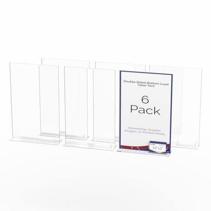 Marketing Holders 6 Pack Acrylic Sign Holder 11" x 17" Bottom Load with Card Slot Advertisement Business Display Retail Pricing Signage Restaurant Food Drink Pricing Holder Large Price Point Sign - size: 11"W x 17"H Bottom Load w/Card Slot