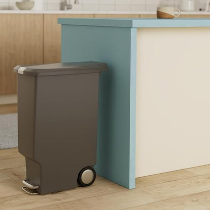 simplehuman 40 Liter / 10.6 Gallon Slim Kitchen Step Trash Can With Secure Slide Lock, Grey Plastic - color: Gray