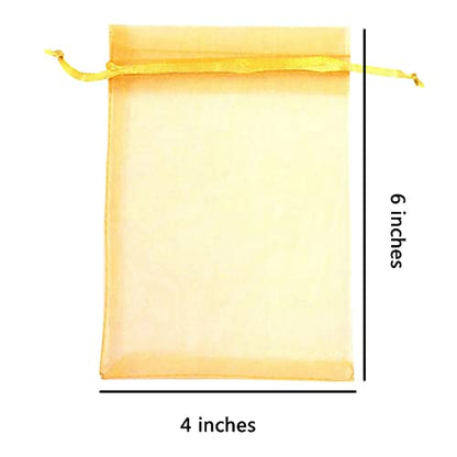 Sheer Organza Mesh Drawstring Gift Favor Bags 50 Count 4x6 Inch Gold - color: Gold 4x6in 50pc