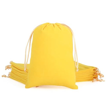 Tapleap 12Pcs Velvet Gift Bags, 7x10” Large Yellow Drawstring Pouch - color: Yellow, size: 7x10in