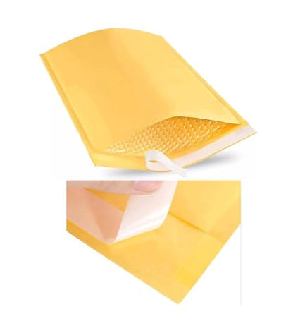 Kraft Bubble Mailers #0 Size 6"Wx9.25"L Self Seal Closure, Padded Cushion Envelope, Yellow Brown Mailing Shipping Envelopes Paper Bag 4PC