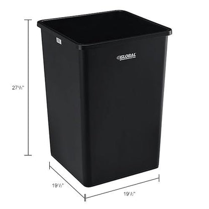 Global Industrial Square Plastic Garbage Can, 35 Gallon Capacity, Black - color: Black
