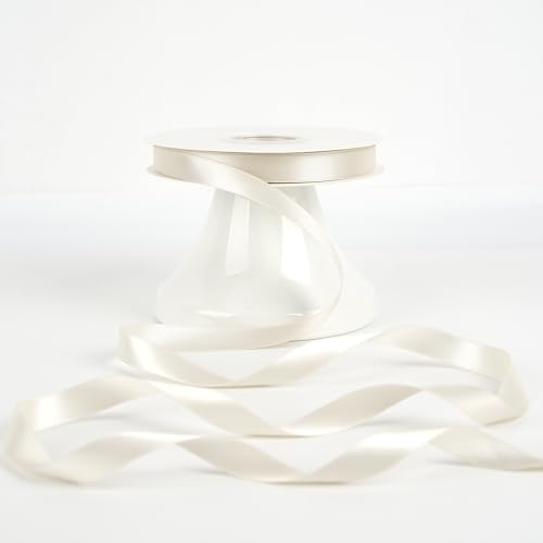HUIHUANG Light Champagne Double-Faced Satin Ribbon 1/2" x 50 Yds - color: Light Champagne, size: 1/2 inch