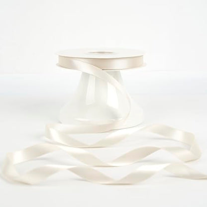 HUIHUANG Light Champagne Double-Faced Satin Ribbon 1/2" x 50 Yds - color: Light Champagne, size: 1/2 inch