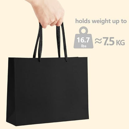 BagDream Extra Large Black Gift Bags with Handles 16x6x16 Inch 24 Pack XL - color: Black, size: 1 Count (Pack of 24)