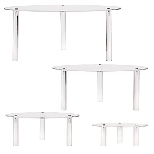 Juvale 4-Piece Round Acrylic Cake Stand Set - Versatile Dessert Display - Customizable Multi-Tier Buffet Risers - Easy-Store Stackable Acrylic Cupcake Stand - 6 in, 8 in, 10 in & 12 in, Clear