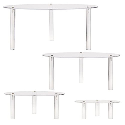 Juvale 4-Piece Round Acrylic Cake Stand Set - Versatile Dessert Display - Customizable Multi-Tier Buffet Risers - Easy-Store Stackable Acrylic Cupcake Stand - 6 in, 8 in, 10 in & 12 in, Clear
