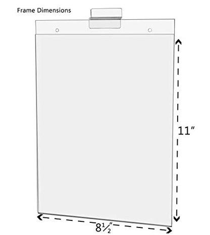 Marketing Holders 10 Pack Slatwall Sign Holder for 8.5" x 11" Advertisements Notices and Flyers in Retail Stores Boutiques and Showrooms Clear Acrylic Literature Sleeve No Assembly Required - size: 8.5" w x 11" h