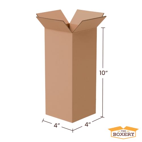 The Boxery 4"x4"x10" Corrugated Cardboard Boxes 50-Pack - size: 4 x 4 x 10"
