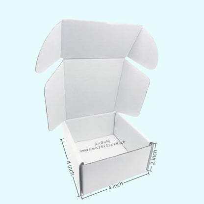 4x4x2 Inches 50 Pack White Corrugated Cardboard Shipping Boxes - size: 4x4x2 inch 50 Pack