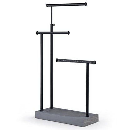 SRIWATANA Weathered Grey & Black Jewelry Organizer, 3-Tier Necklace Stand - color: weathered grey