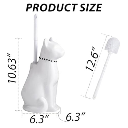 Comeon Ceramic Cat White Toilet Brush and Holder Set with Plastic Handle - color: White, size: Cat
