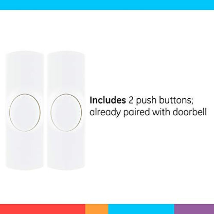 GE Wireless Doorbell Kit, Plug-In Receiver, 2 Push Buttons, 8 Melodies - size: 150 Ft Range, style: 8 Melody | 2 Push Buttons