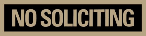 Headline Sign - Self-Stick Sign, "NO SOLICITING" Sign, 2 x 8 Inches, Black and Gold, Made in USA (9369)