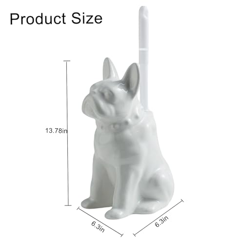 Comeon Ceramic Dog White Toilet Brush and Holder Set, Plastic Handle - color: White, size: Dog