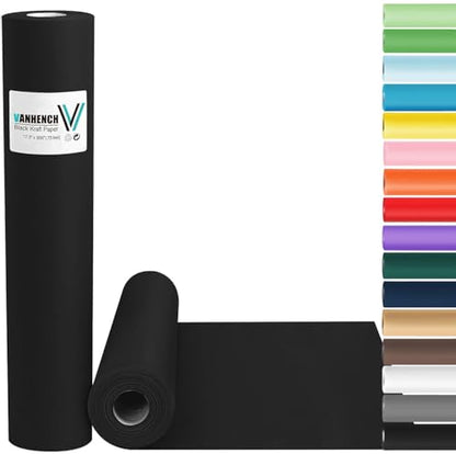 Vanhench Black Wrapping Paper Roll 17.5"x963" (80 1/4FT) - color: Black, size: 17.5" X 80.25'