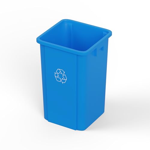 19 Gallon Blue Square Commercial Trash Garbage Can | Outdoor Office Restaurant School Kitchen - color: Blue, size: 19 Gallon, style: Trash Can