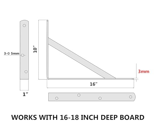 NEODROP 12-Pack 16 Inch Heavy Duty Shelf Brackets, Large Wall Bracket for Floating Shelves, 90 Degree Triangle Large L Bracket, Black Powder-Coated Steel - size: 16 Inch, style: 12 Pack
