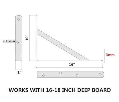 NEODROP 12-Pack 16 Inch Heavy Duty Shelf Brackets, Large Wall Bracket for Floating Shelves, 90 Degree Triangle Large L Bracket, Black Powder-Coated Steel - size: 16 Inch, style: 12 Pack