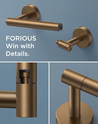 FORIOUS Toilet Paper Holder Wall Mount, Stainless Steel Rustproof Double Post Pivoting Tissue Roll Holder for Bathroom, Commercial Toilet Paper Dispenser (Champagne Bronze, Classic 1 Pack) - color: Champagne Bronze
