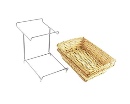 FixtureDisplays® 7.8 X 19 X 13" Two-Tier Display Rack for Counters with 2 Wicker Baskets, Retail Displays 120023NEW-FBA