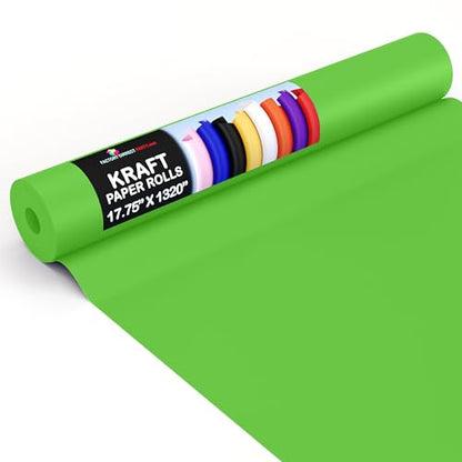 Crown Display Lime Green Kraft Paper Roll - 17.75" X 1320" (110' Ft) - Wrapping & Packing Paper - Craft Supplies - color: Lime Green, size: 17.75" x 1320"