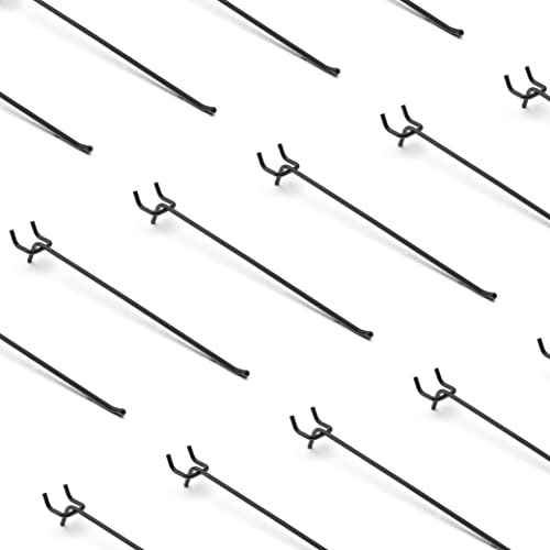 HUHOLE 25 Pack 10 Inch Black Pegboard L Hooks for 1/4 Inch Pegboard - size: 10 Inch