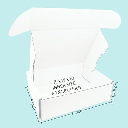 7x5x2 Inches White Corrugated Cardboard Shipping Boxes Set of 2 - size: 7x5x2 inch 2 Pack