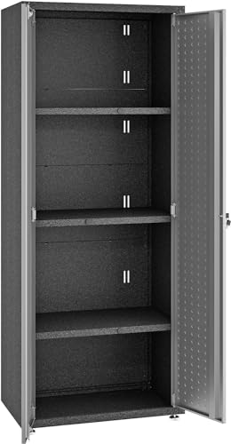 Manhattan Comfort Fortress Collection Convenient Durable Mobile Garage 6 Piece Tool Set, Great for a Variety of Tools and Supplies, 6 Piece, Dark Charcoal Gray/Silver - color: Black/Grey, style: 6-Piece Set