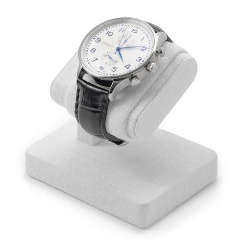 Single Watch Display Stand with Premium Linen Lining Watch Holder - color: White