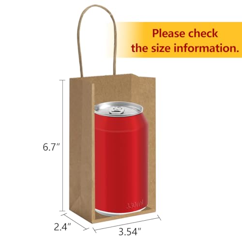 BagDream Mini Gift Bags with Handles 3.5x2.4x6.7 Inch Brown 100 Bulk Pack - color: Brown