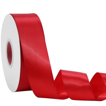 Red Ribbon 1 1/2 Inch x 50 Yards – Double Faced Holiday Gift Wrap Satin Ribbon for Christmas, Valentine's Day, Crafts & Party Bows - color: Red, size: 1-1/2 inch