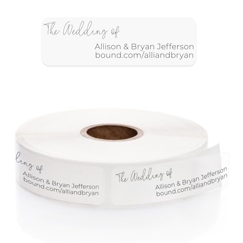 Clear The Wedding of Rolled Address Labels / 250 Personalized Return Address Labels/Designer Address Stickers in Elegant Plastic Dispenser - size: 250 Labels, style: Clear The Wedding of