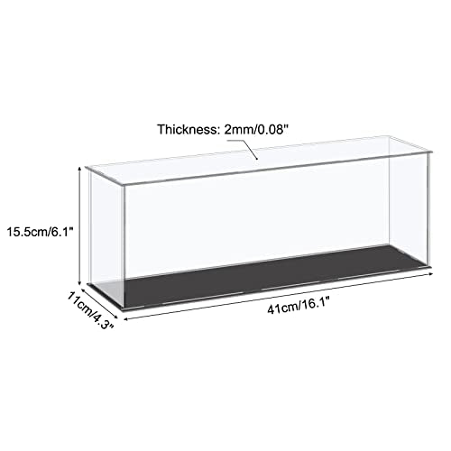 MECCANIXITY Acrylic Display Case Plastic Box Cube Storage Box Clear Small Assemble Dustproof Showcase 16.1x4.3x6.1 Inch for Collectibles Items - size: 16.1x4.3x6.1 Inch