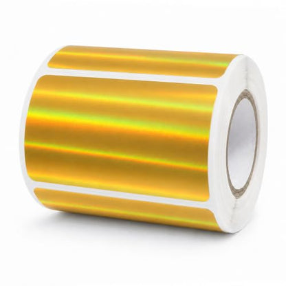 Holographic Gold Thermal Labels 1 × 2 Inch Vinyl Stickers 200 PCS - color: Holographic Gold, size: 1 × 2 Inch